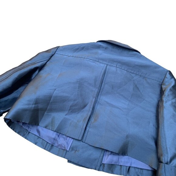 RARE 2007 Silk Cropped Burberry Jacket Size 6 Blue - Picture 16 of 16
